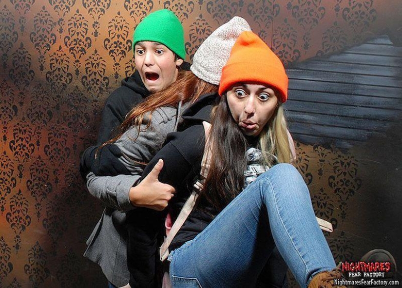 And again the frightened faces of the visitors of the room of horrors