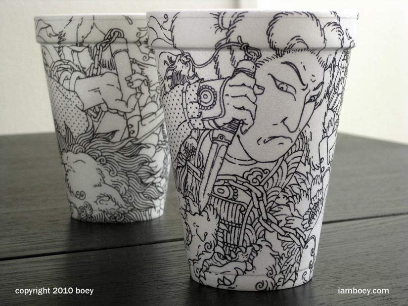 Art on coffee cups Art on coffee cups