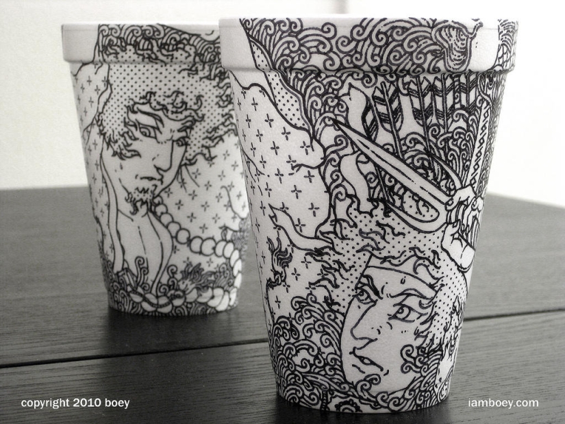 Art on coffee cups Art on coffee cups
