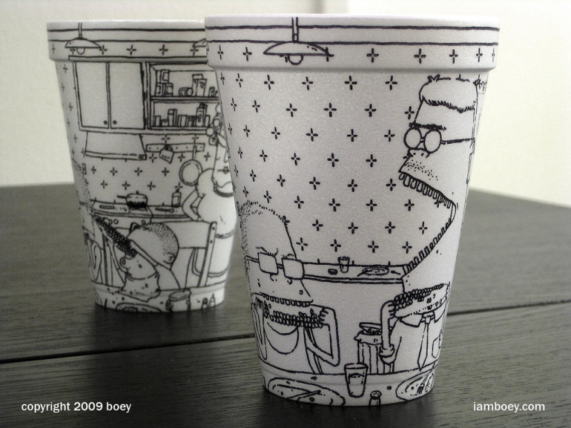 Art on coffee cups Art on coffee cups
