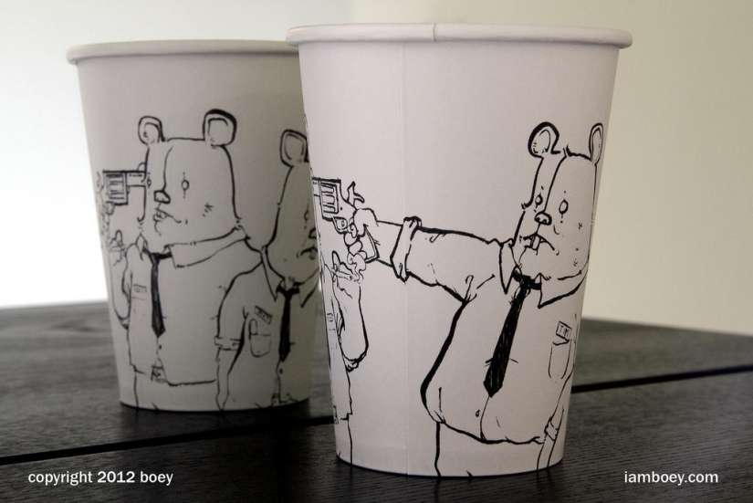 Art on coffee cups Art on coffee cups