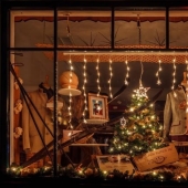 Austrian Christmas story. Night lights of St. Gilgen