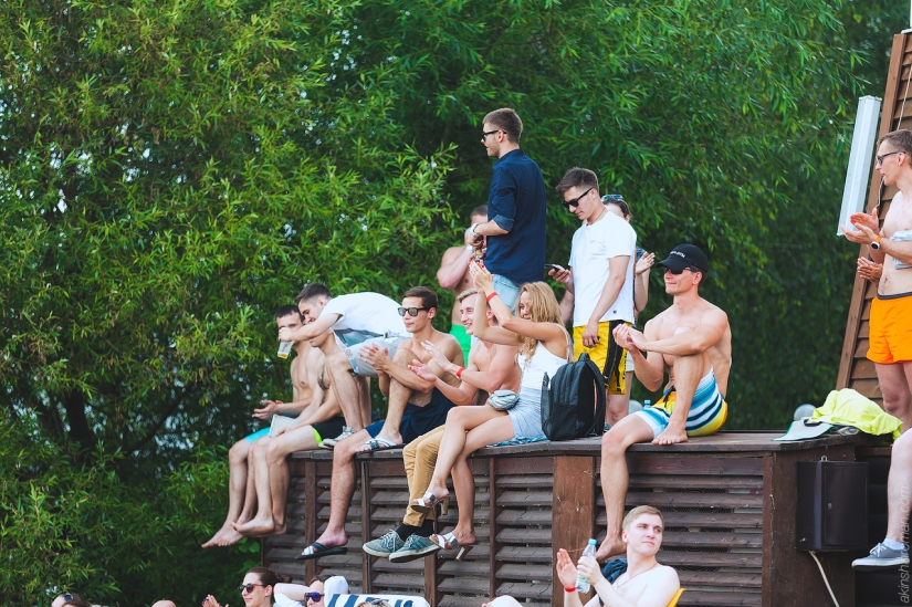 Beach volleyball tournament among models