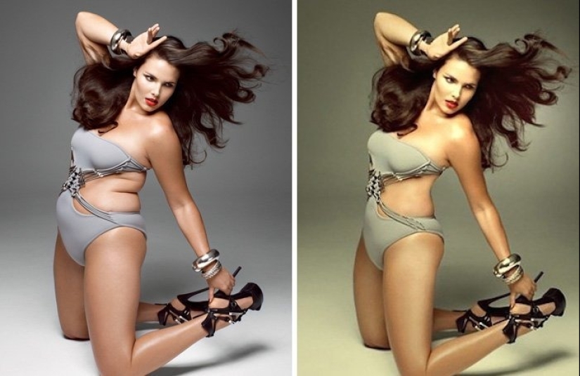 Before and after photoshop. Celebrities