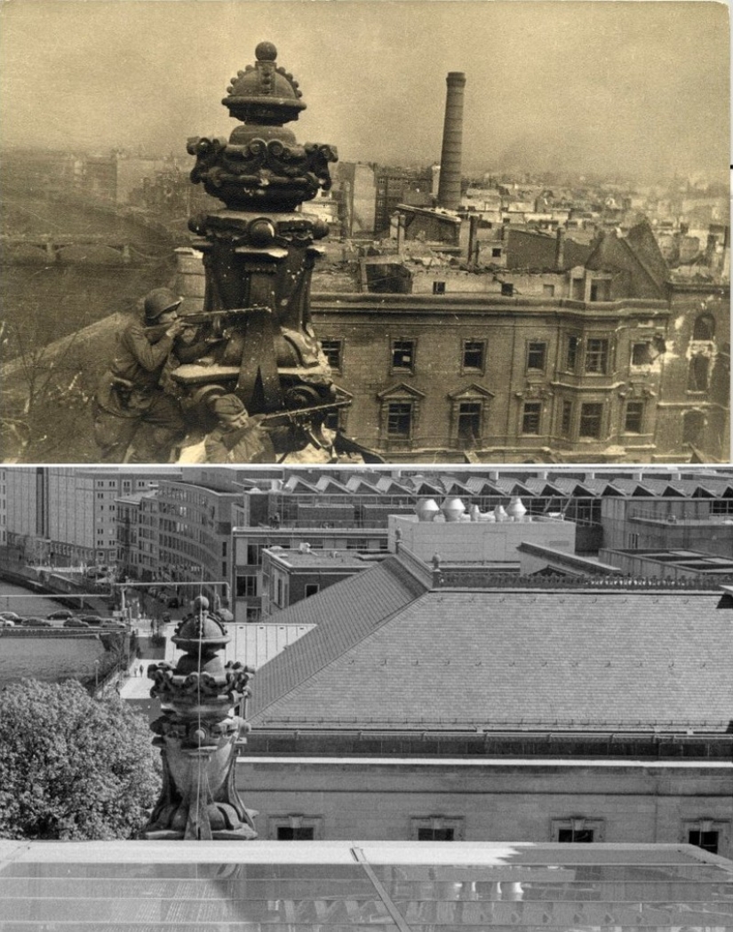 Berlin in ruins in 1945 and now. Striking image comparison Berlin in ruins in 1945 and now. Striking image comparison