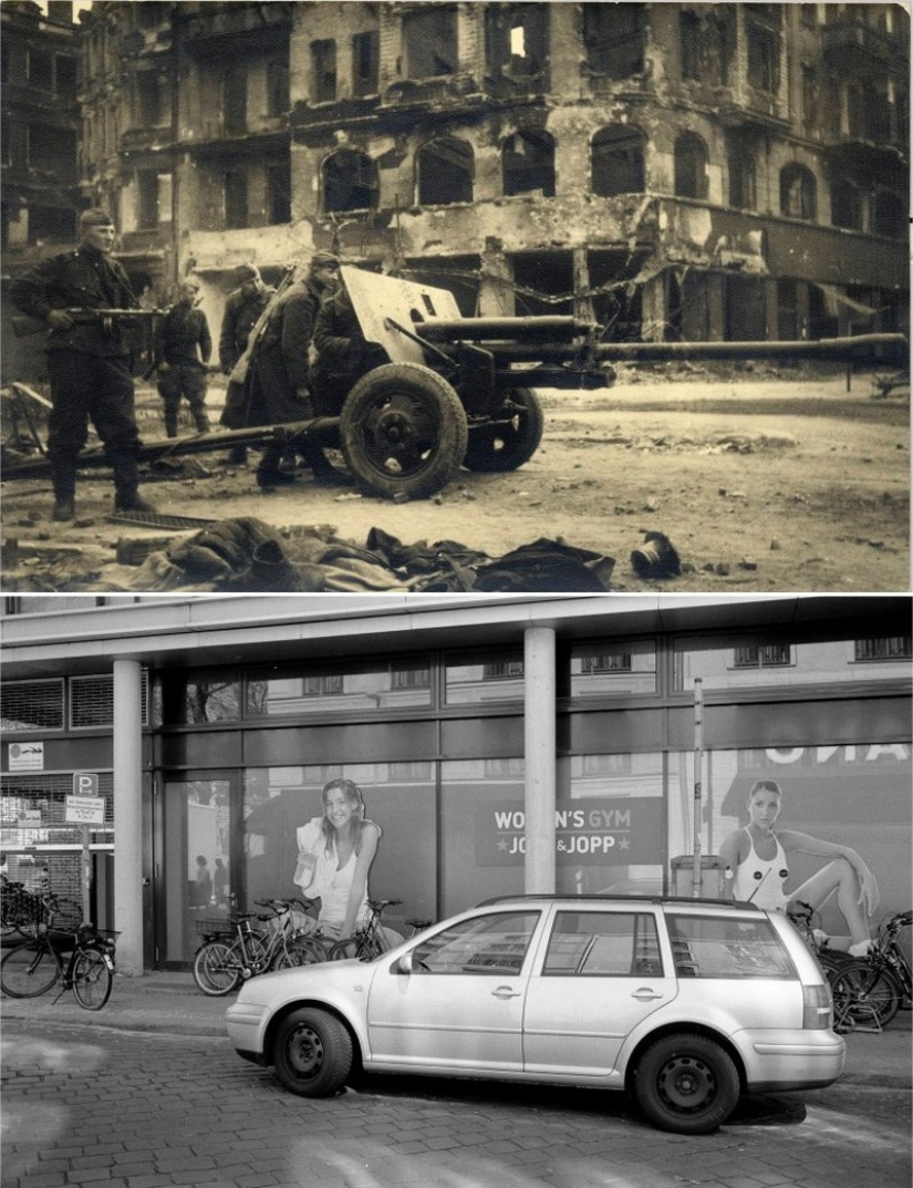 Berlin in ruins in 1945 and now. Striking image comparison Berlin in ruins in 1945 and now. Striking image comparison