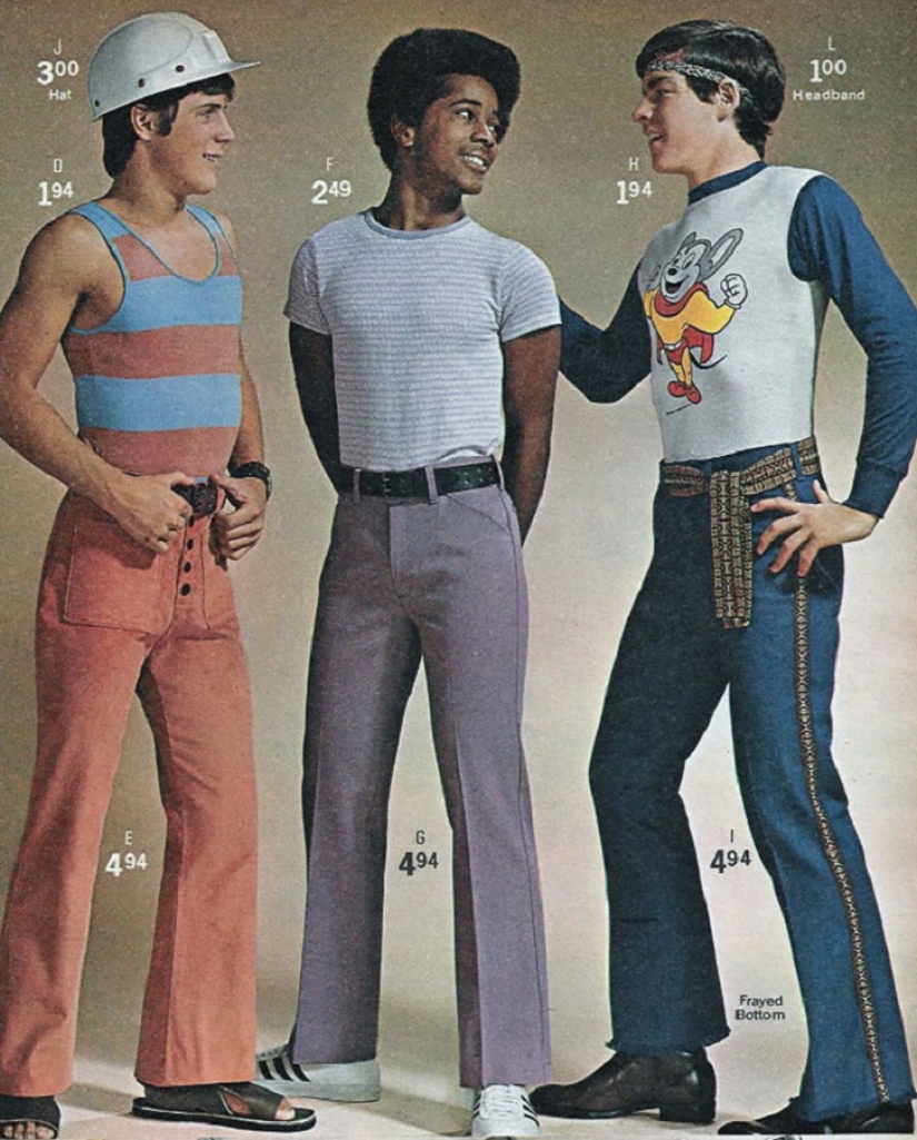 Bright color, indecent cut, daring cage and unthinkable flare: men&#39;s fashion in the 70s
