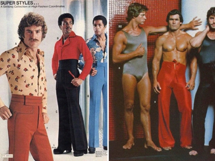 Bright color, indecent cut, daring cage and unthinkable flare: men&#39;s fashion in the 70s