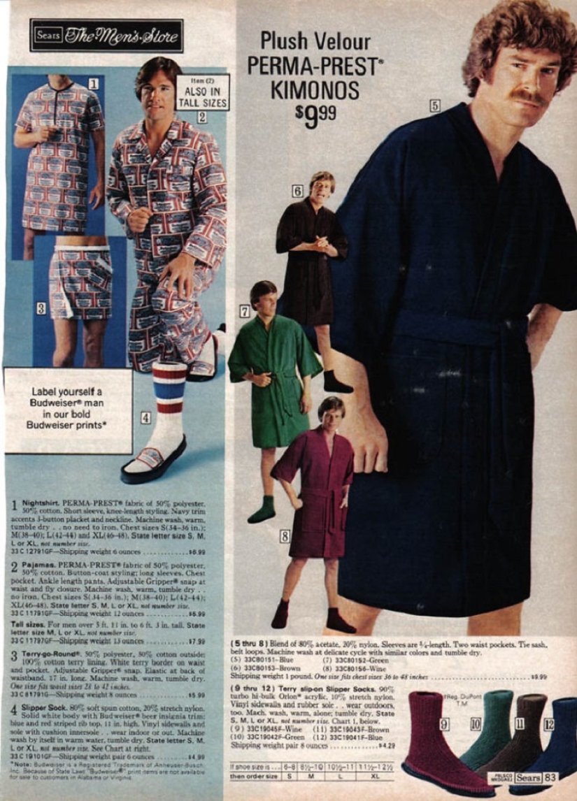 Bright color, indecent cut, daring cage and unthinkable flare: men&#39;s fashion in the 70s