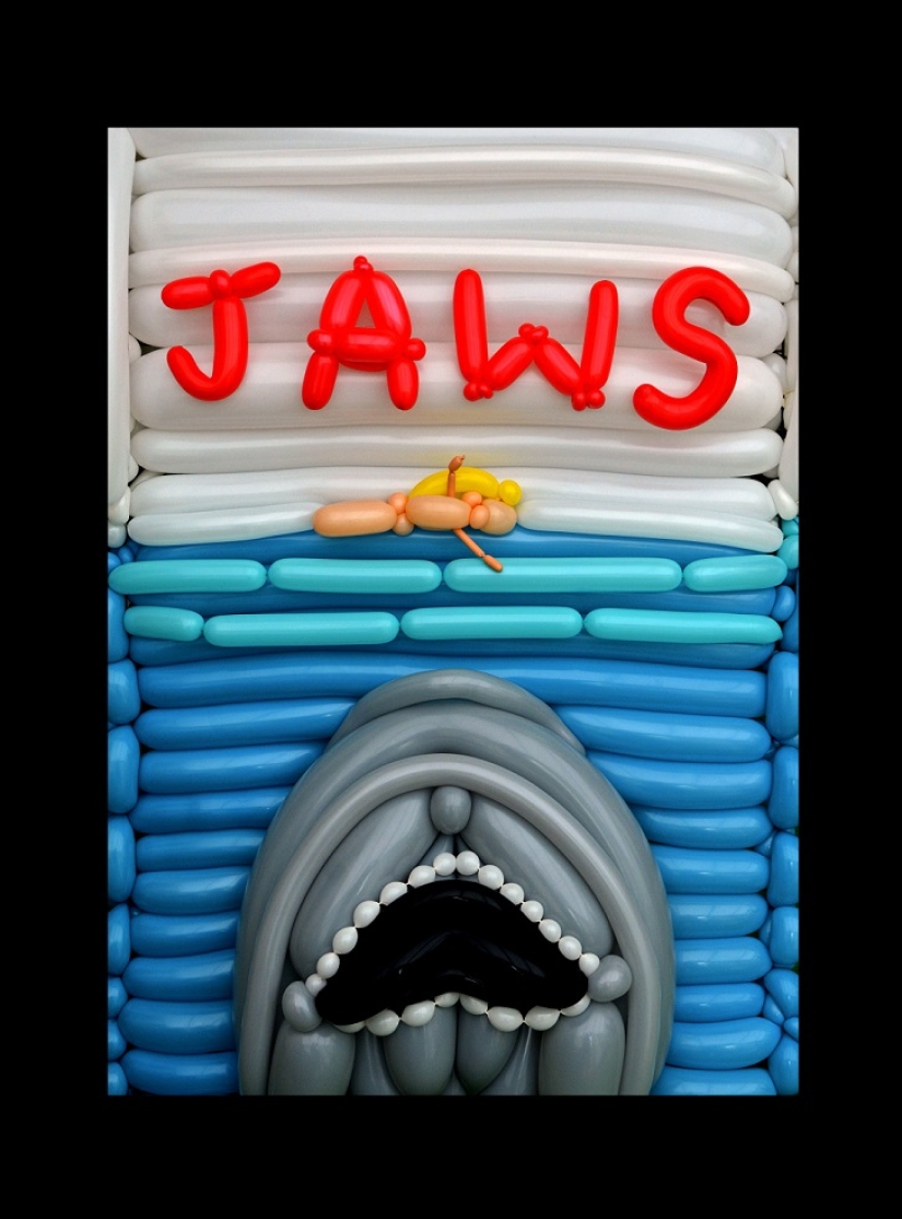 Británico recrea escenas de películas con globos Británico recrea escenas de películas con globos