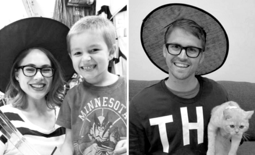 Brother parodied photos of twin sister with the help of a cat Brother parodied photos of twin sister with the help of a cat