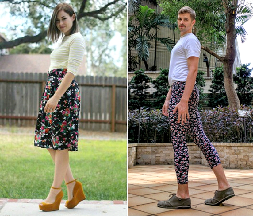 Brother parodied photos of twin sister with the help of a cat Brother parodied photos of twin sister with the help of a cat