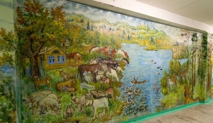 Caretaker turns school walls into art gallery