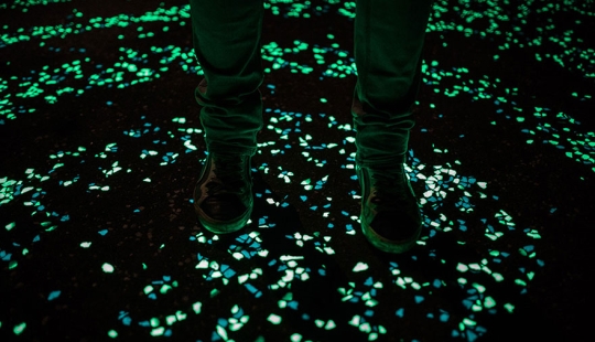 Carril bici que brilla intensamente en los Países Bajos Carril bici que brilla intensamente en los Países Bajos