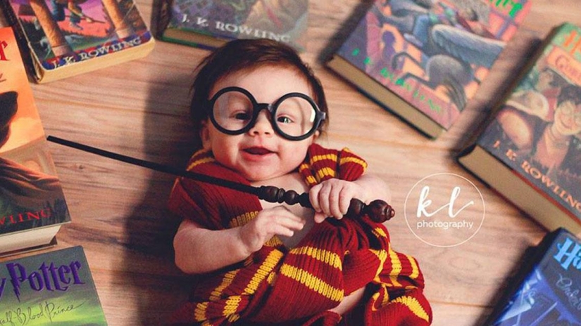 Charming photo shoot of a baby in the image of Harry Potter Charming photo shoot of a baby in the image of Harry Potter