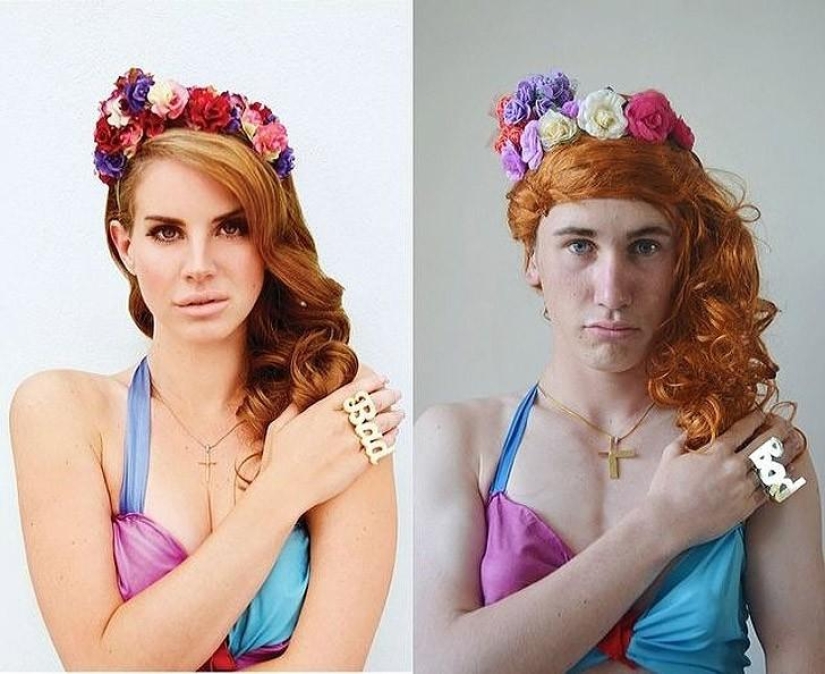 Chico divertido recrea fotos de celebridades en casa
