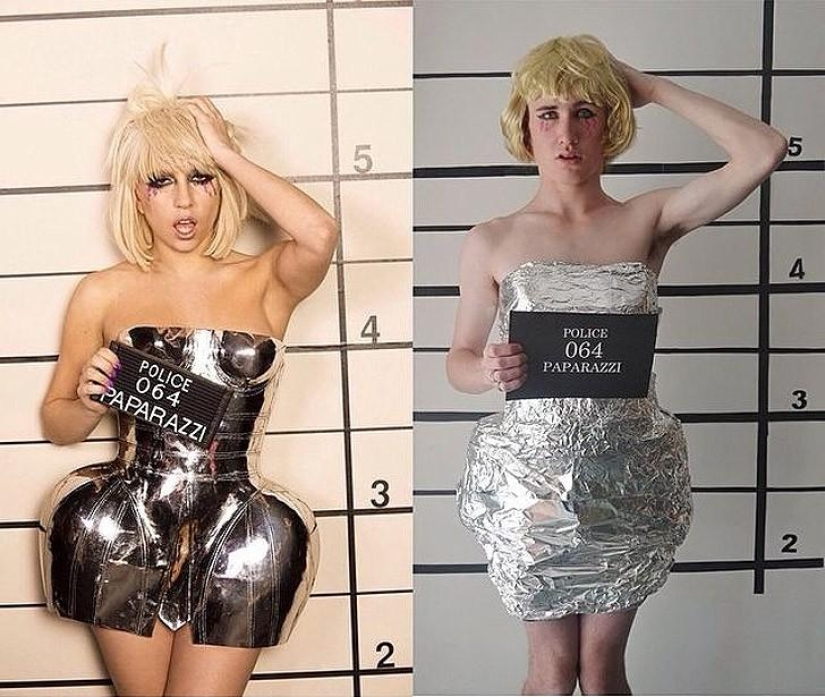 Chico divertido recrea fotos de celebridades en casa