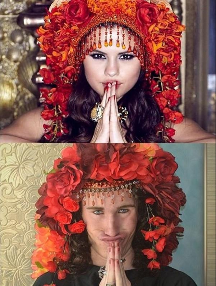 Chico divertido recrea fotos de celebridades en casa