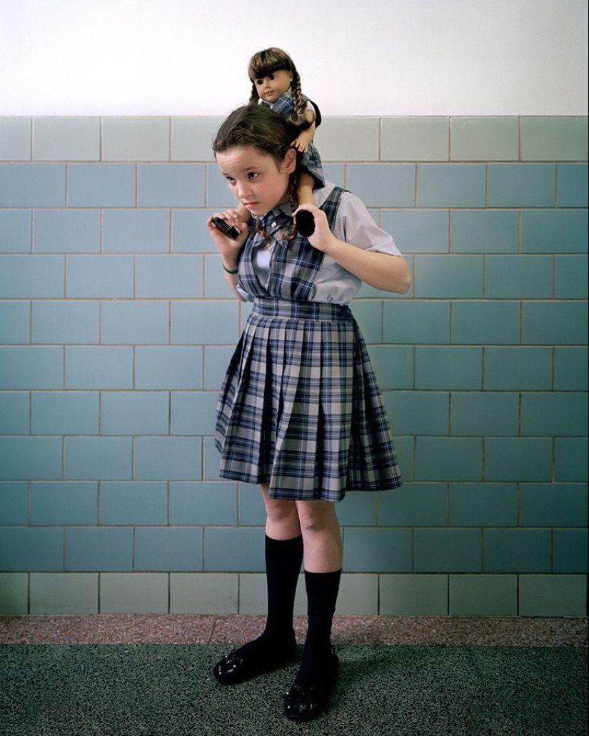 Children&#39;s fashion: girls and their dolls