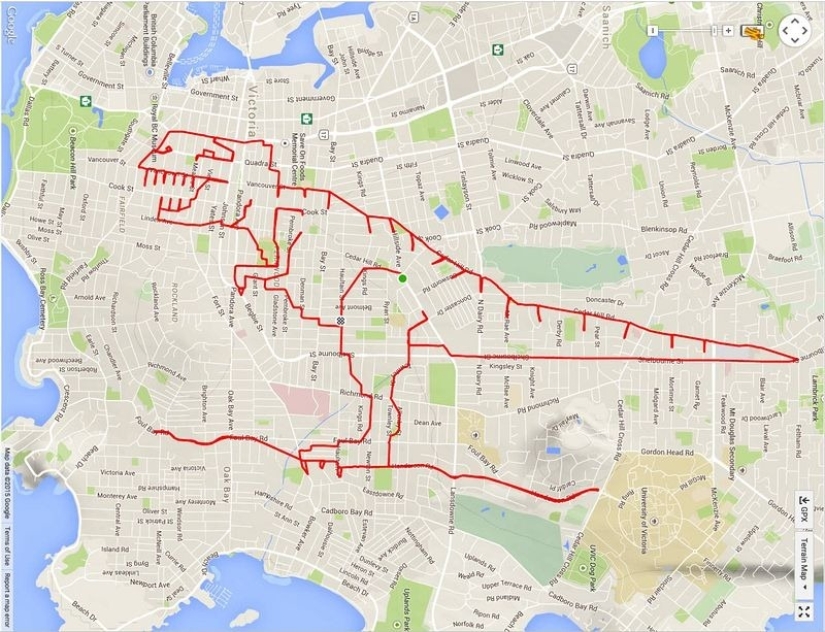 Ciclista canadiense dibuja imágenes de GPS en mapas