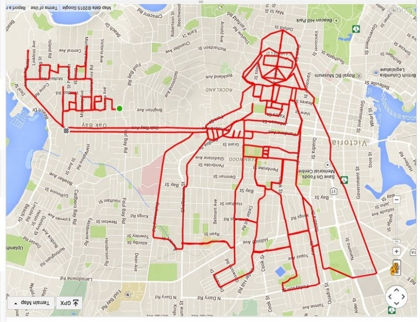 Ciclista canadiense dibuja imágenes de GPS en mapas