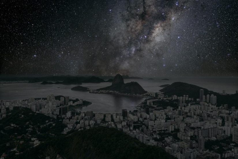 Cielo estrellado sobre las ciudades más grandes del mundo Cielo estrellado sobre las ciudades más grandes del mundo