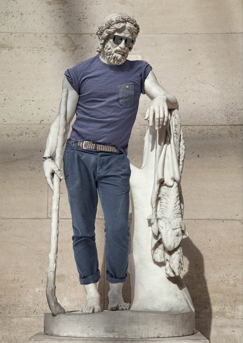 Classic sculptures dressed like hipsters