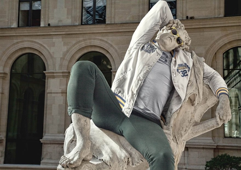 Classic sculptures dressed like hipsters