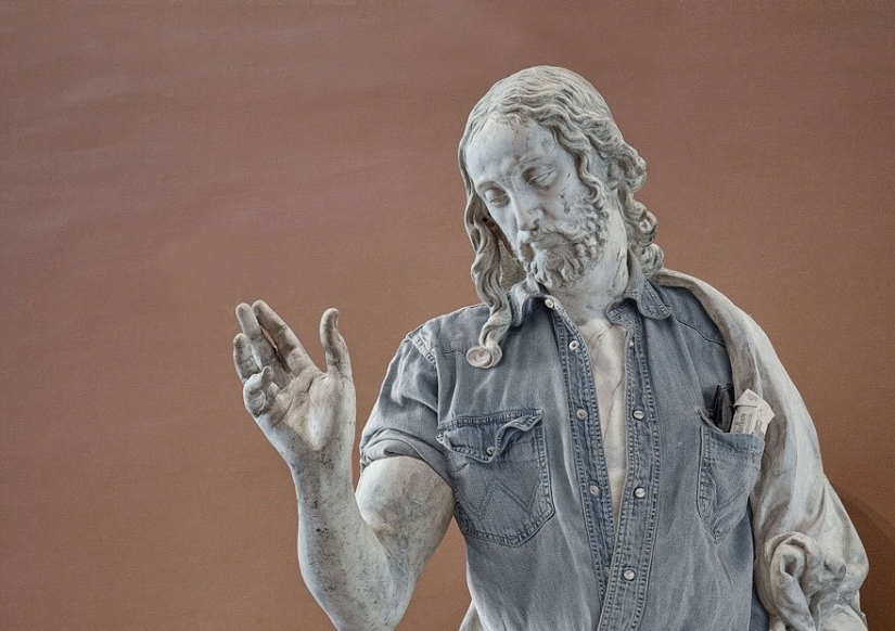 Classic sculptures dressed like hipsters