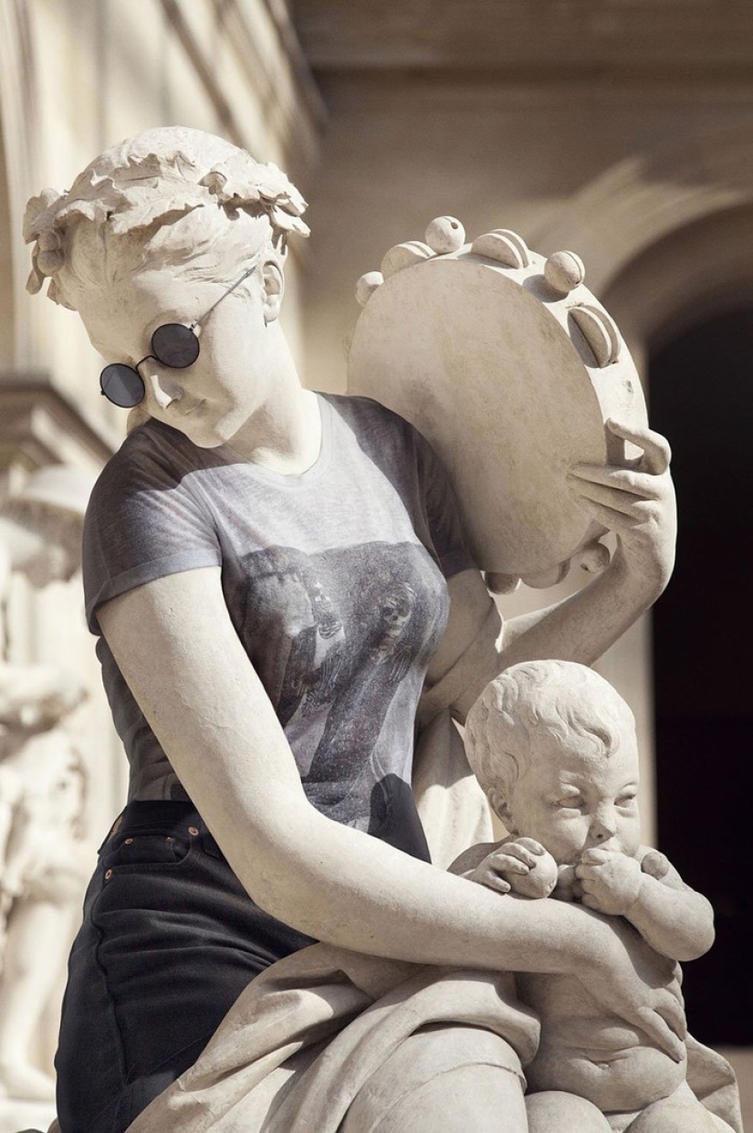 Classic sculptures dressed like hipsters