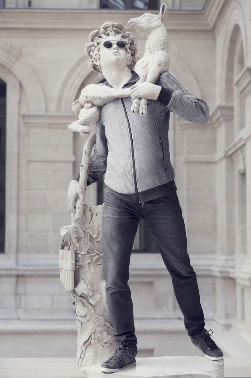 Classic sculptures dressed like hipsters
