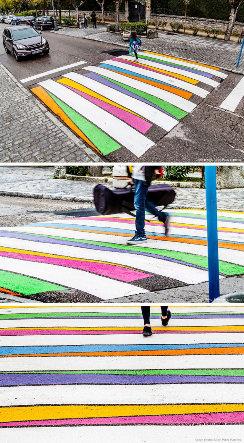 Colorful pedestrian crossings in Madrid that are impossible to miss Colorful pedestrian crossings in Madrid that are impossible to miss
