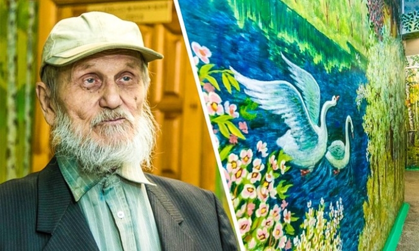 Conserje convierte paredes de escuela en galería de arte