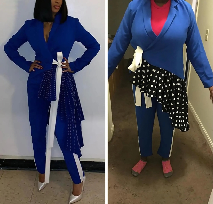 Crazy photos of women's clothing shopping on the Internet - expectation and reality