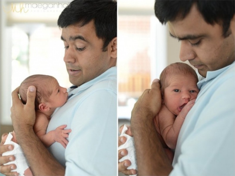 Dads see their newborn babies for the first time Dads see their newborn babies for the first time