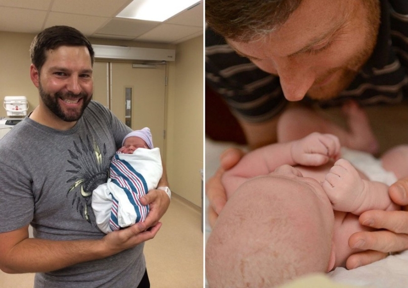 Dads see their newborn babies for the first time Dads see their newborn babies for the first time