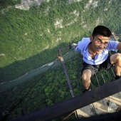 Dangerous path to mountain village