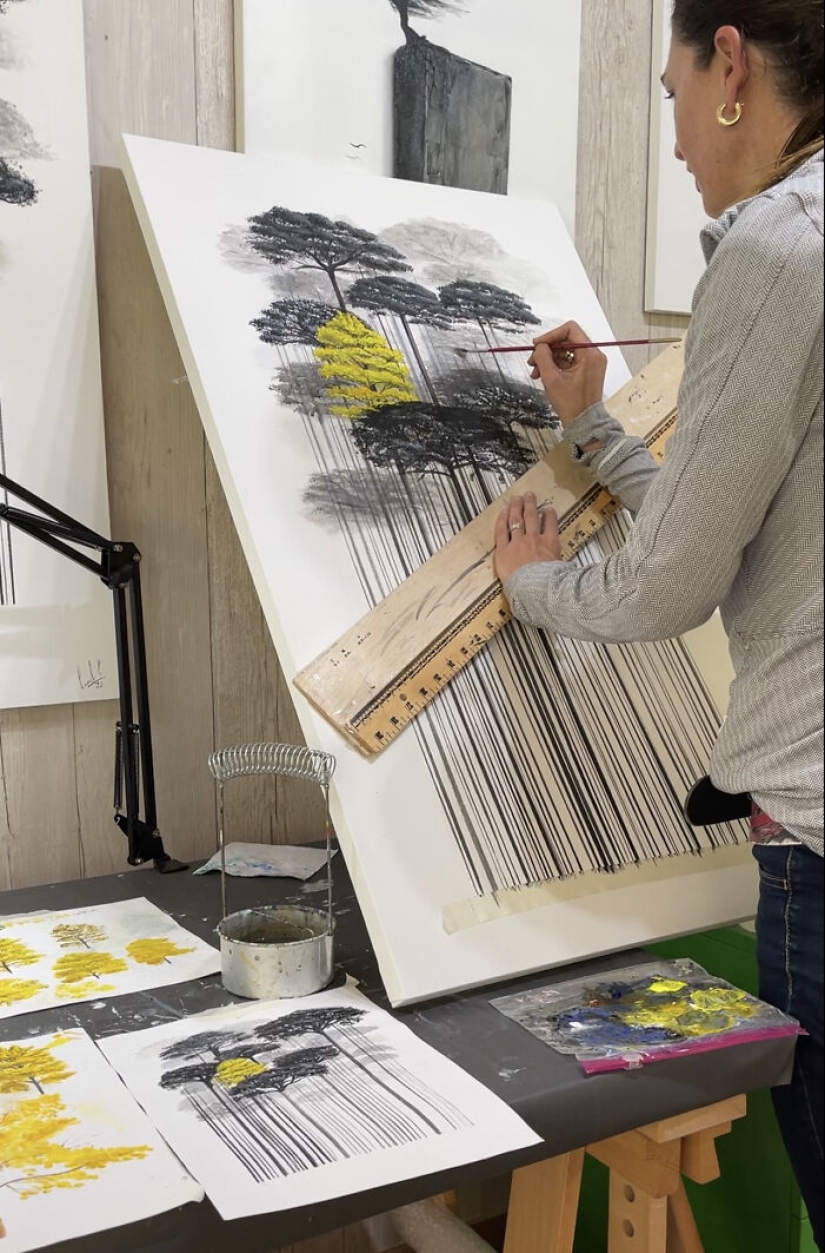 De códigos de barras a árboles: mis pinturas únicas que fusionan conceptos opuestos