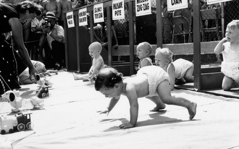 Derby in diapers: how were the retro races of crawling babies