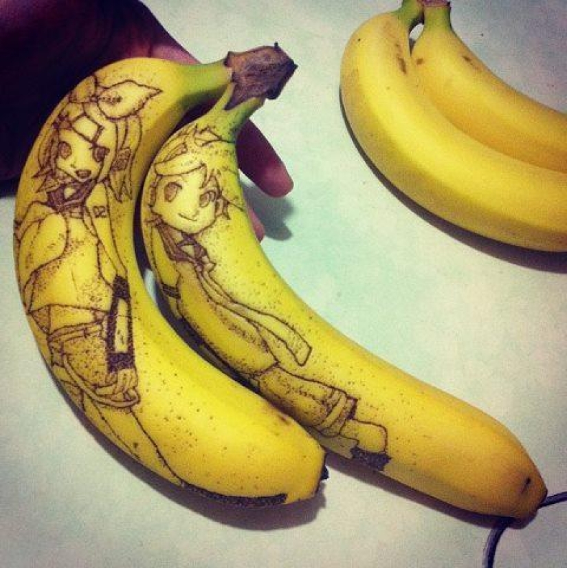 Dibujos asombrosos en plátanos