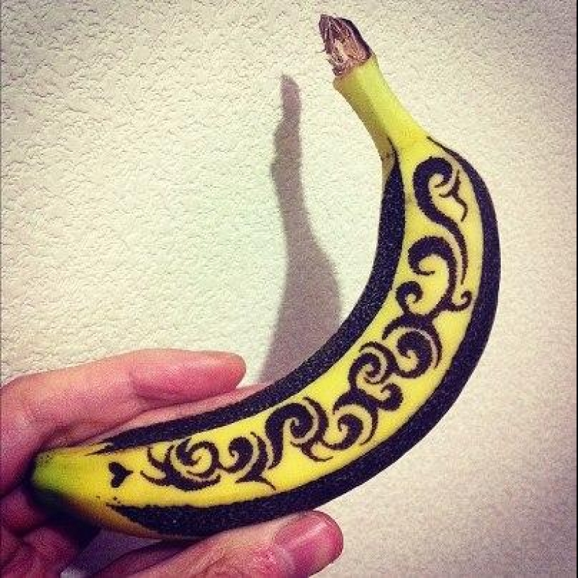 Dibujos asombrosos en plátanos