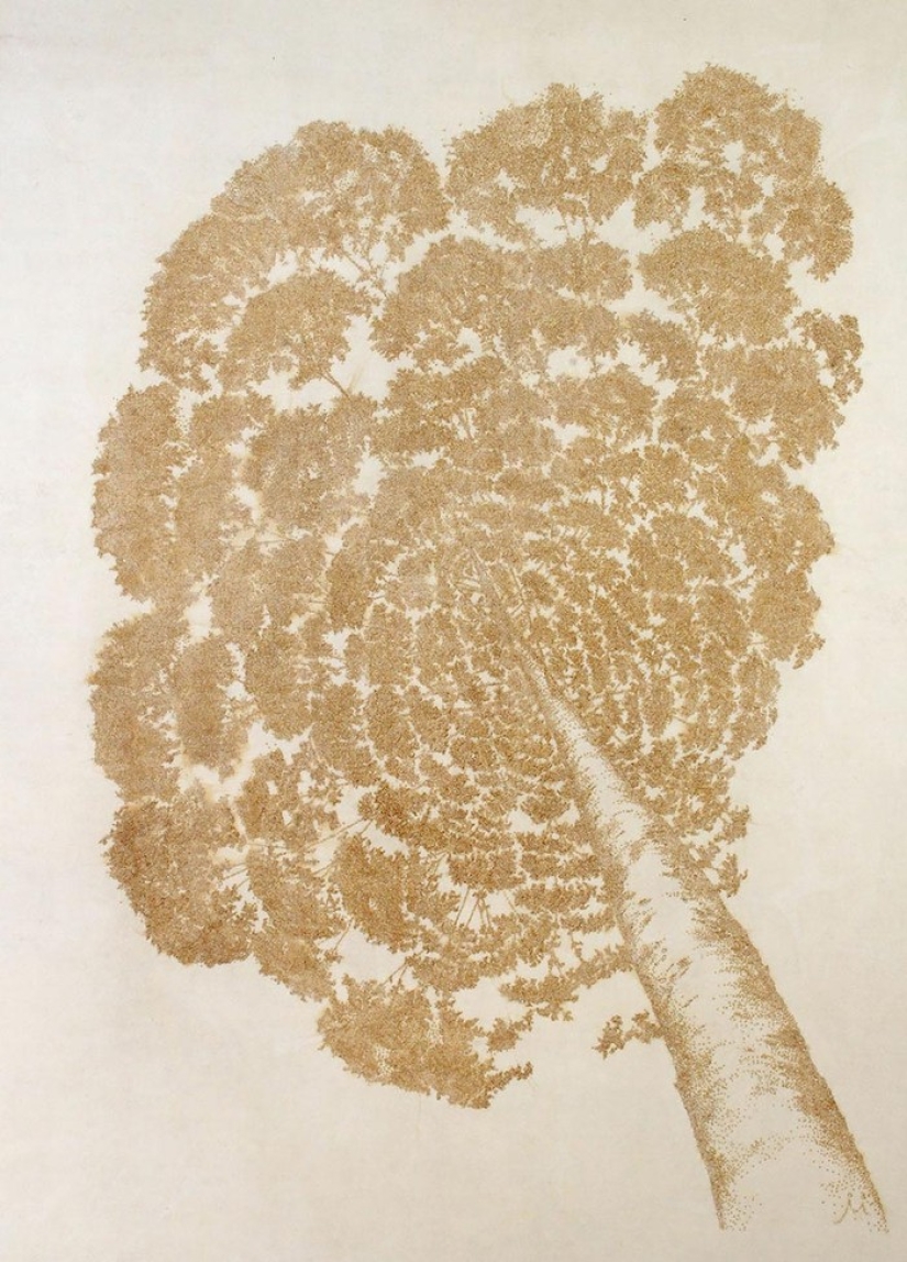 Dot art: el artista quema papel con varitas de incienso para crear pinturas increíbles