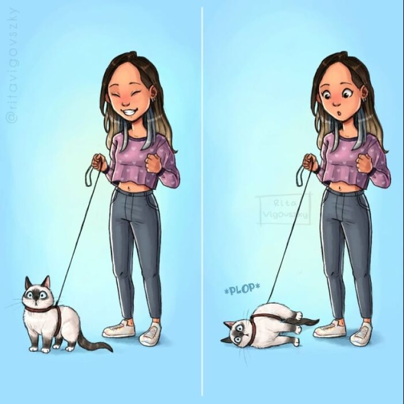 El artista crea ilustraciones conmovedoras sobre las alegrías de tener gatos. El artista crea ilustraciones conmovedoras sobre las alegrías de tener gatos.