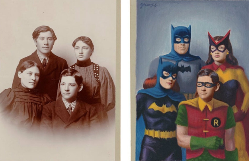 El artista transforma a las personas de retrofotos en personajes de cómics y libros