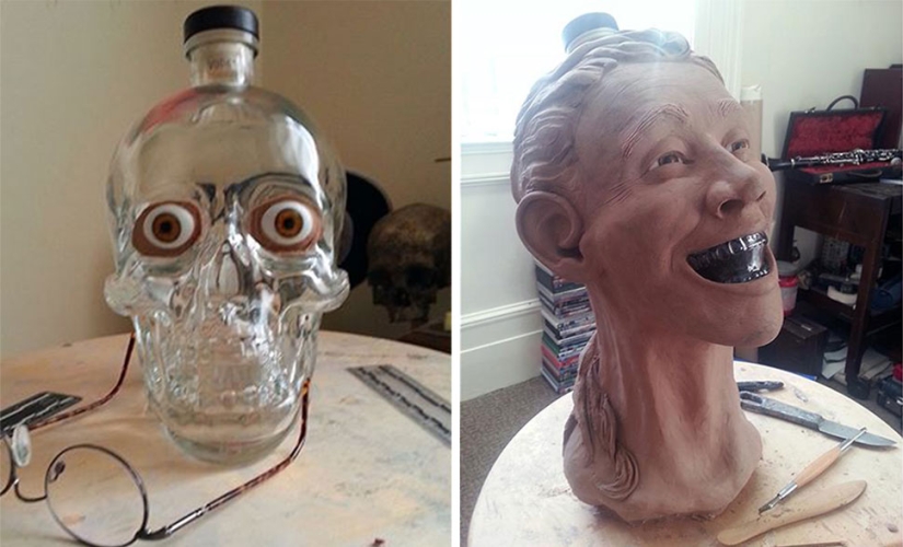 El criminólogo compró vodka en forma de calavera de vidrio y decidió restaurar su rostro