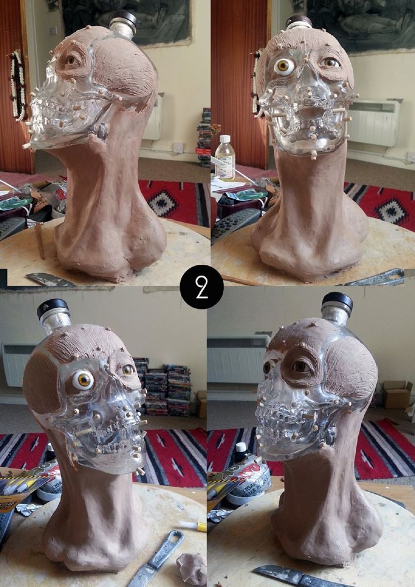 El criminólogo compró vodka en forma de calavera de vidrio y decidió restaurar su rostro