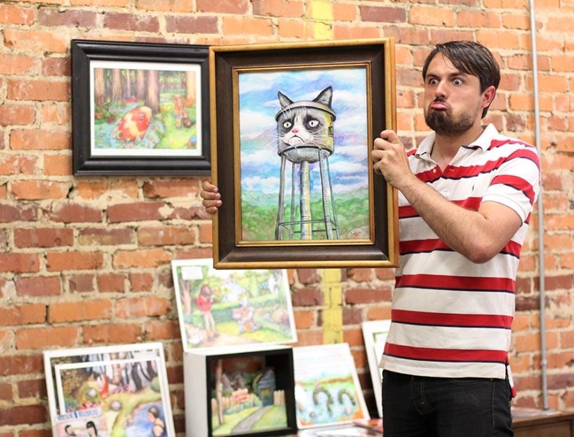 El gato más enojado de Internet se ha convertido en la musa de los artistas