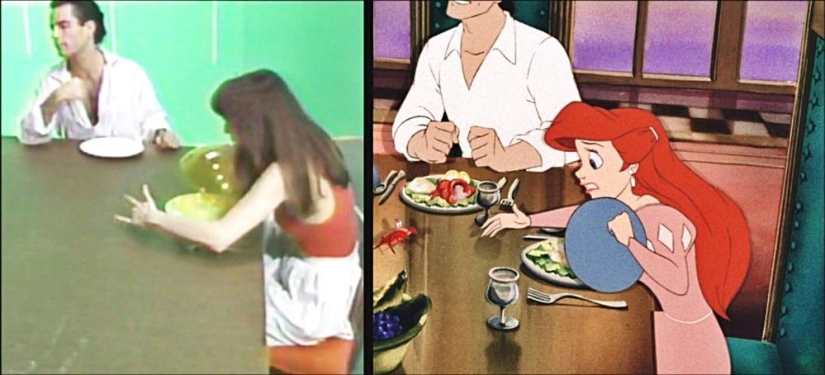 Emotions and movements of real actors, from which Ariel and Prince Eric from Disney's "The Little Mermaid" were drawn Emotions and movements of real actors, from which Ariel and Prince Eric from Disney's "The Little Mermaid" were drawn