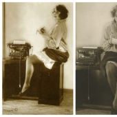 Erotic photos of girls with typewriters of the 1920s Erotic photos of girls with typewriters of the 1920s