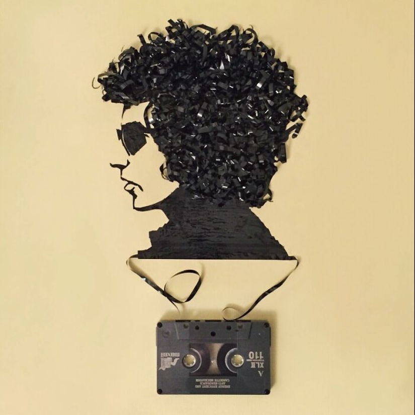 Esta artista usa cintas de casete para crear retratos únicos con sus músicos favoritos